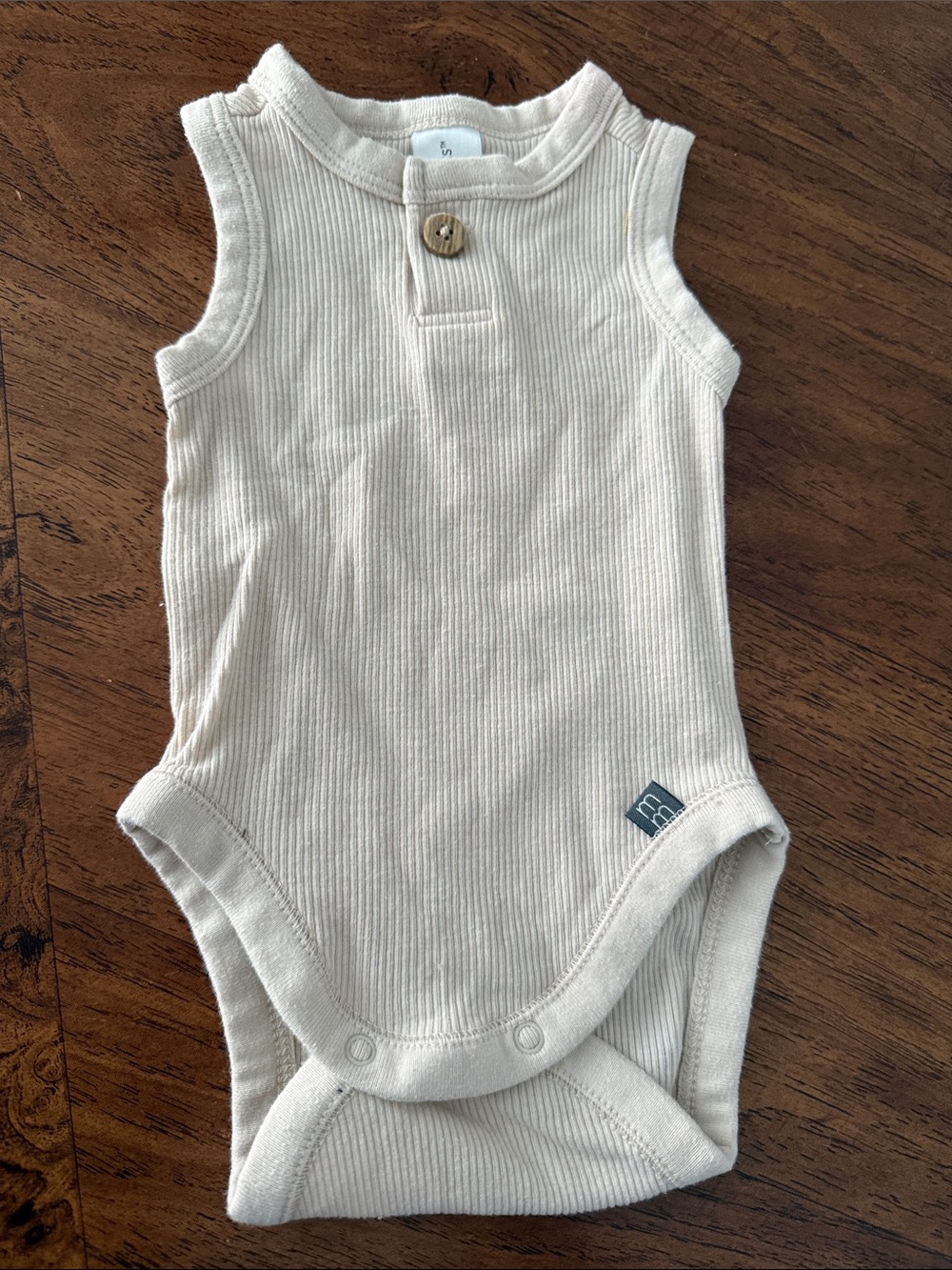 Organic Ribbed Tank Bodysuit in Cream